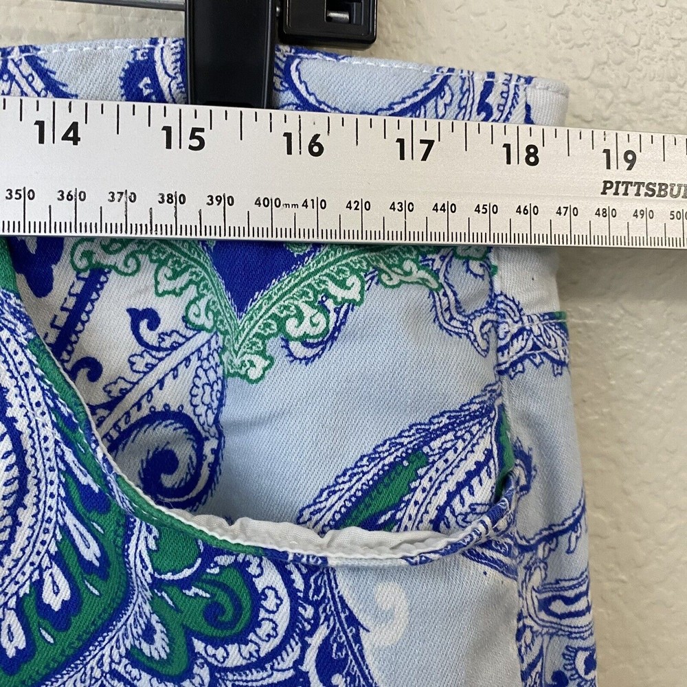 Chico's Platinum Crop Pants Size 3 XL 16 Green White Paisley FLAWED - Picture 6 of 10